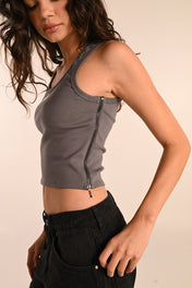 PIT CREW ZIPPER TANK GRAY