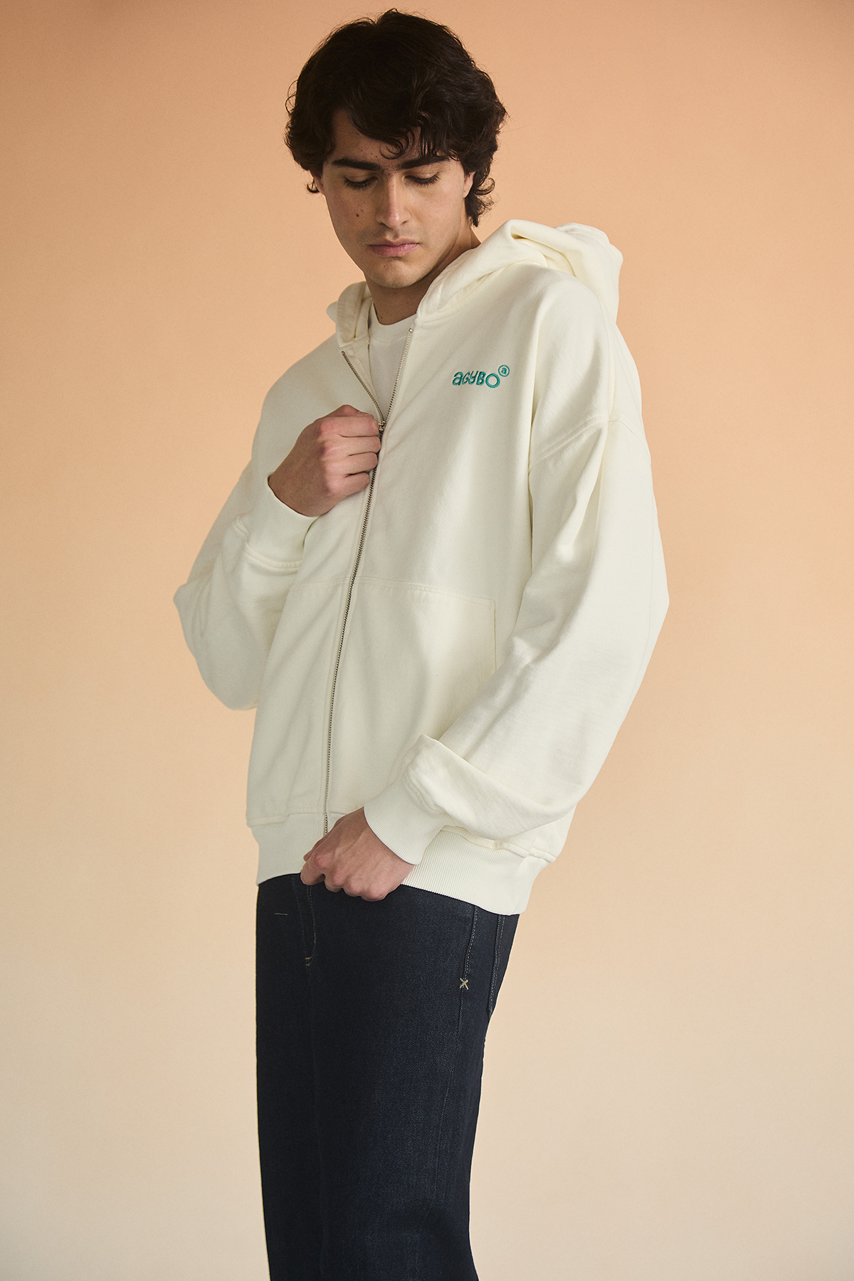 ZIP-UP HOODIE IVORY
