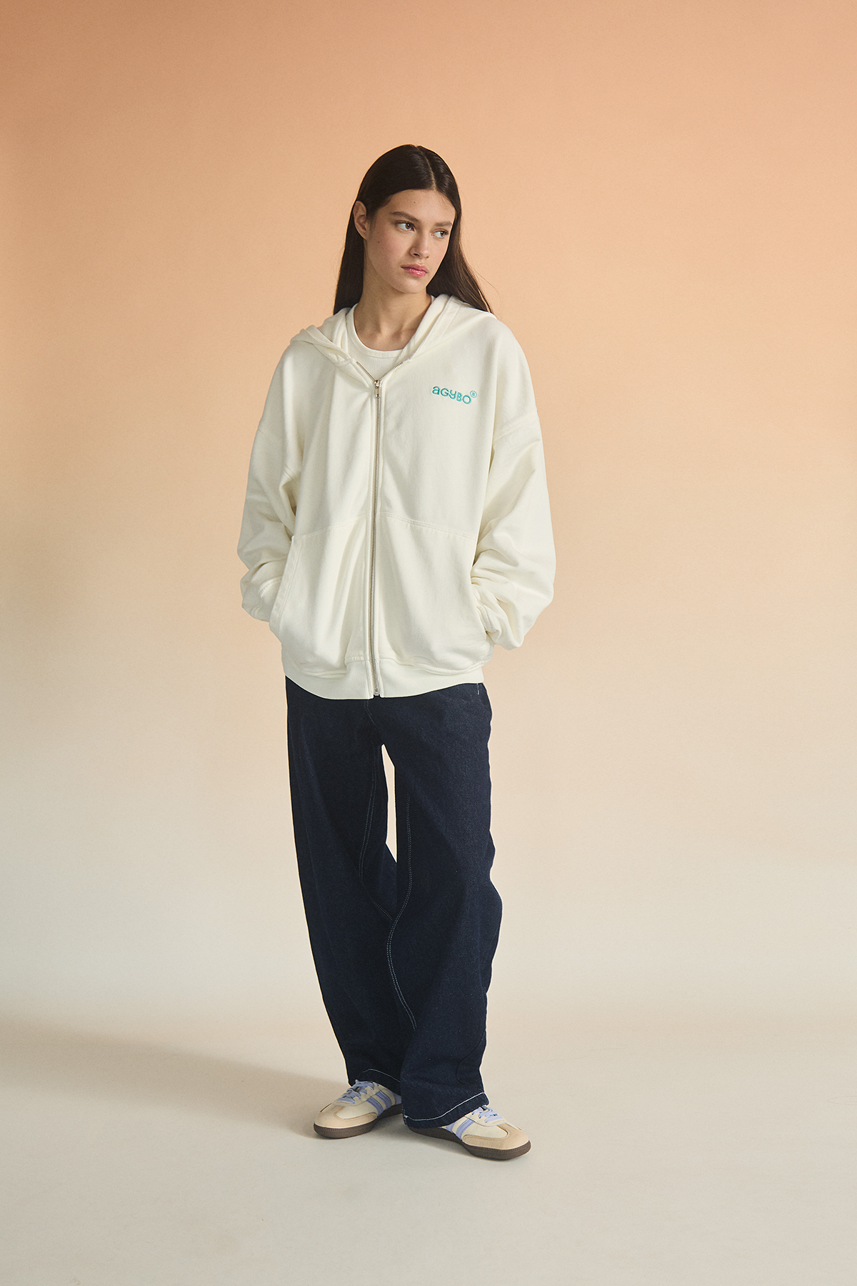 ZIP-UP HOODIE IVORY
