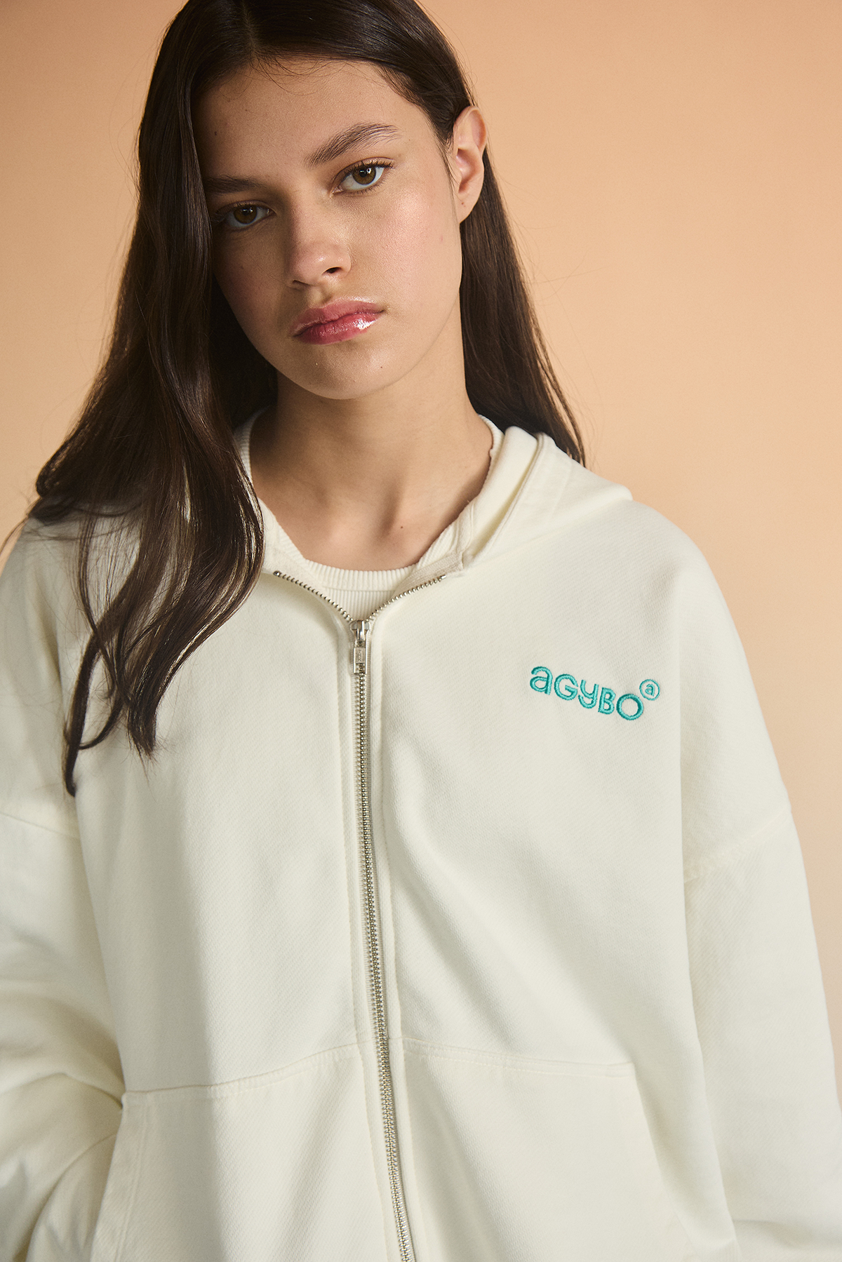 ZIP-UP HOODIE IVORY