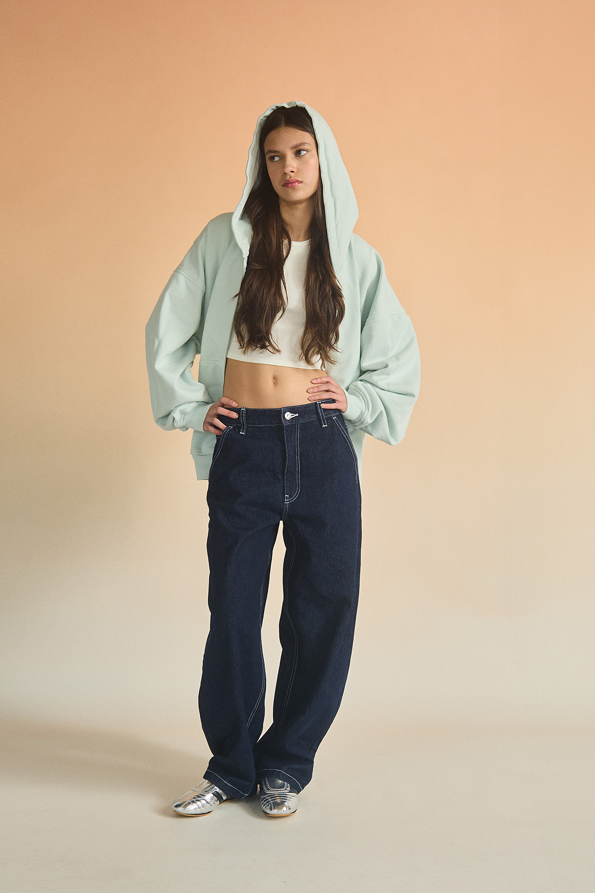 ZIP-UP HOODIE BABY BLUE