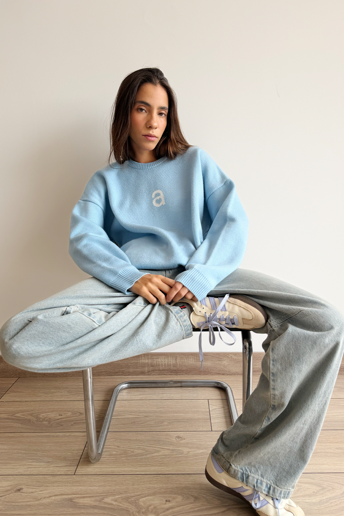 MONOGRAM SWEATER SKY BLUE