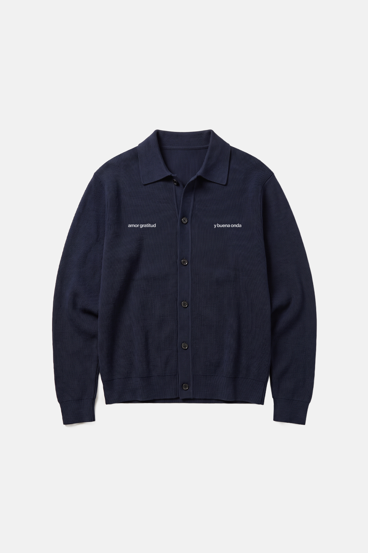 Waffle Knit Button Down Navy
