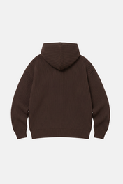 KNIT ZIP - UP HOODIE BROWN