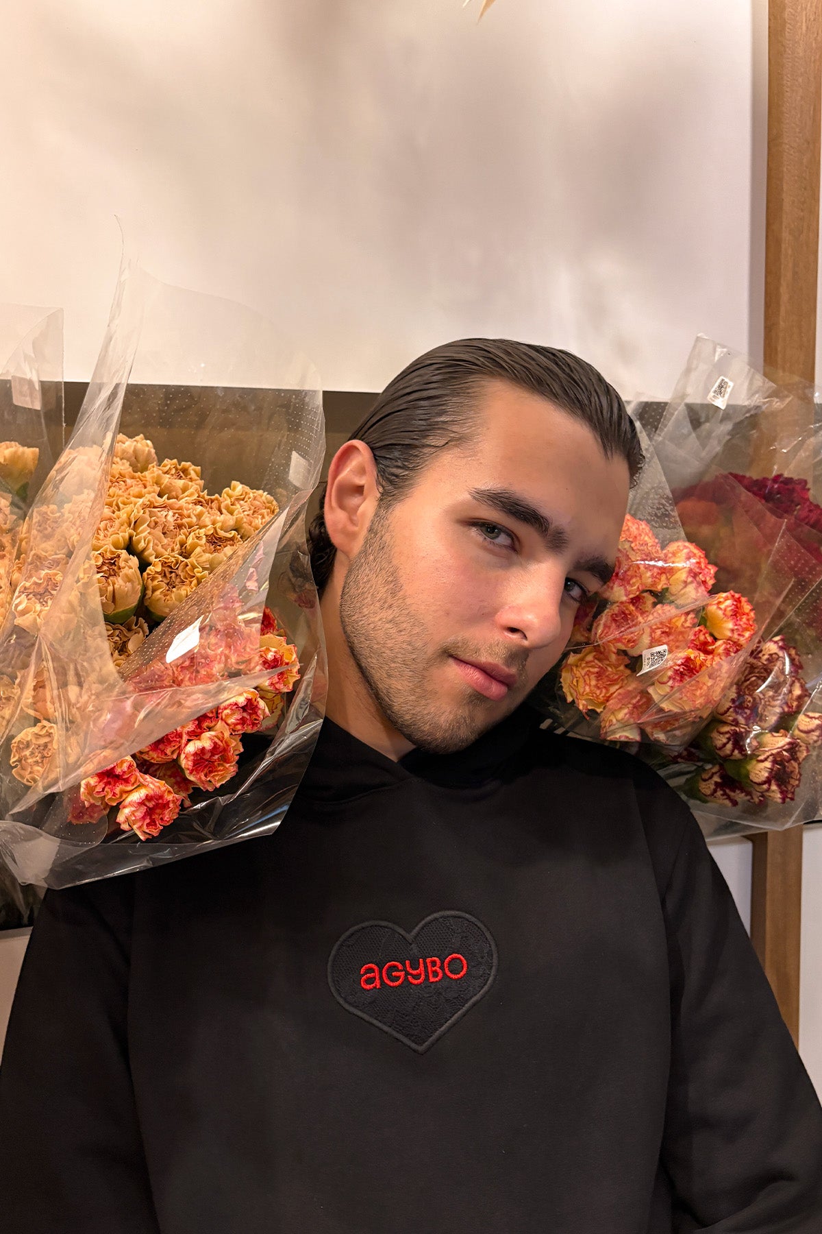 LACE LOGO HOODIE BLACK