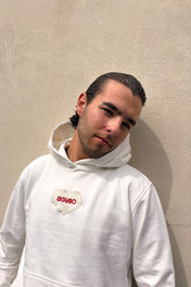 LACE LOGO HOODIE IVORY