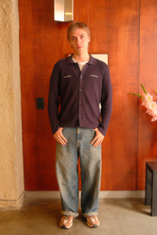 Waffle Knit Button Down Navy