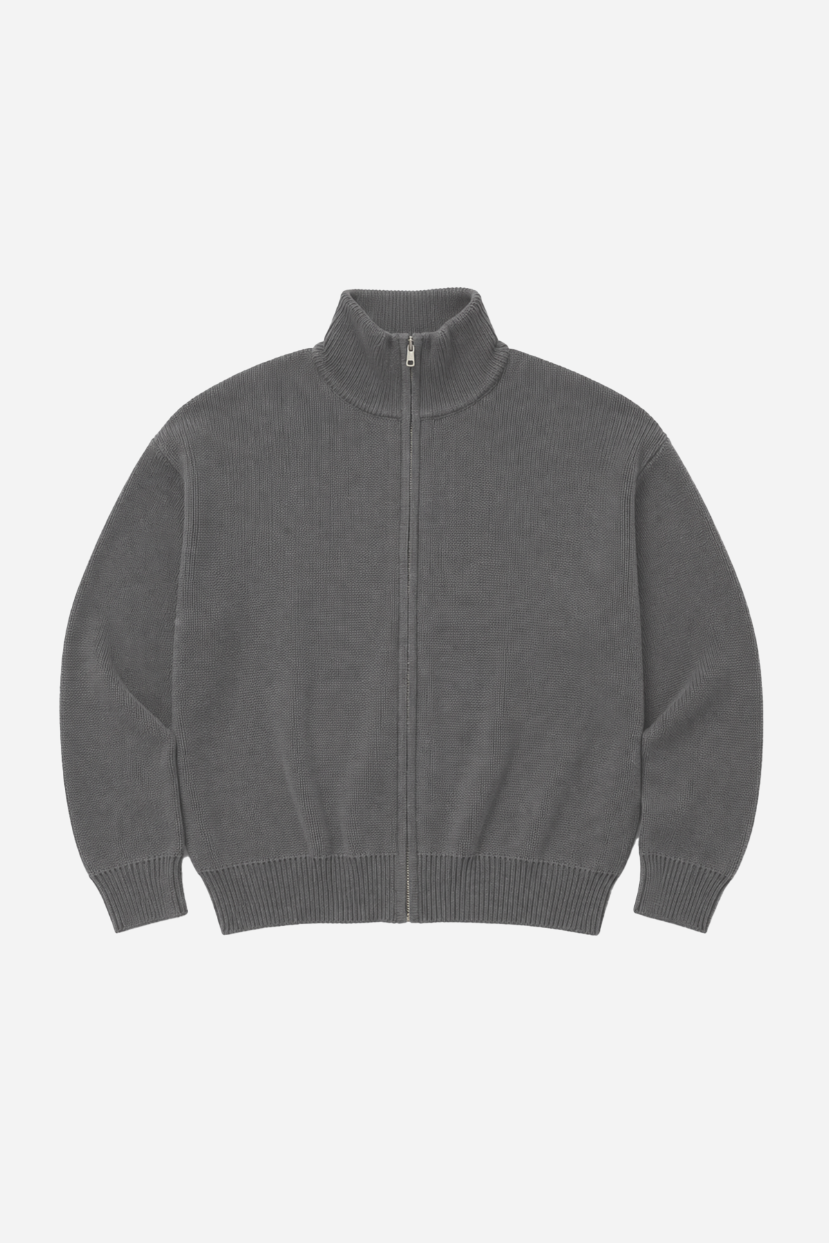 Funnel Neck Zip-Up Grey