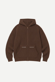 KNIT ZIP - UP HOODIE BROWN