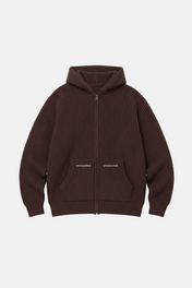 KNIT ZIP - UP HOODIE BROWN