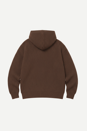 KNIT ZIP - UP HOODIE BROWN
