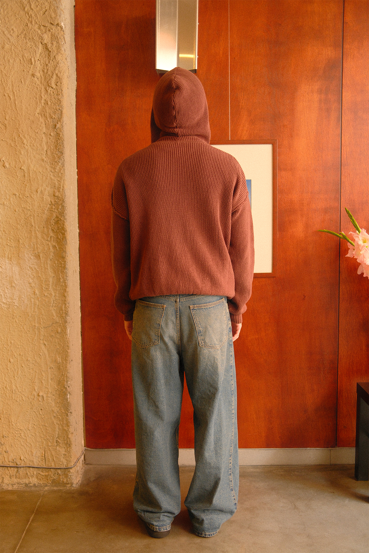 KNIT ZIP - UP HOODIE BROWN