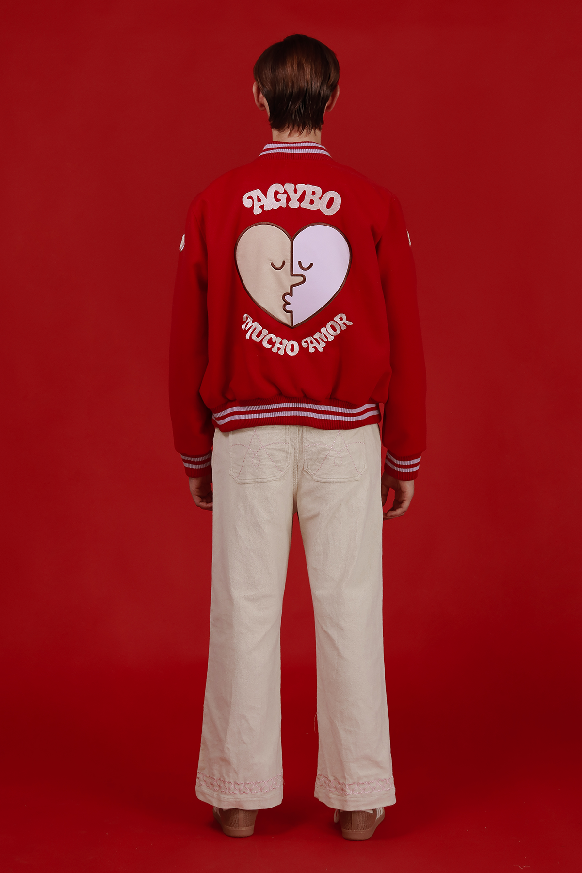 VARSITY LOVE BOMBER RED