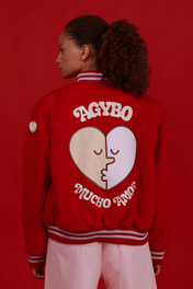 VARSITY LOVE BOMBER RED