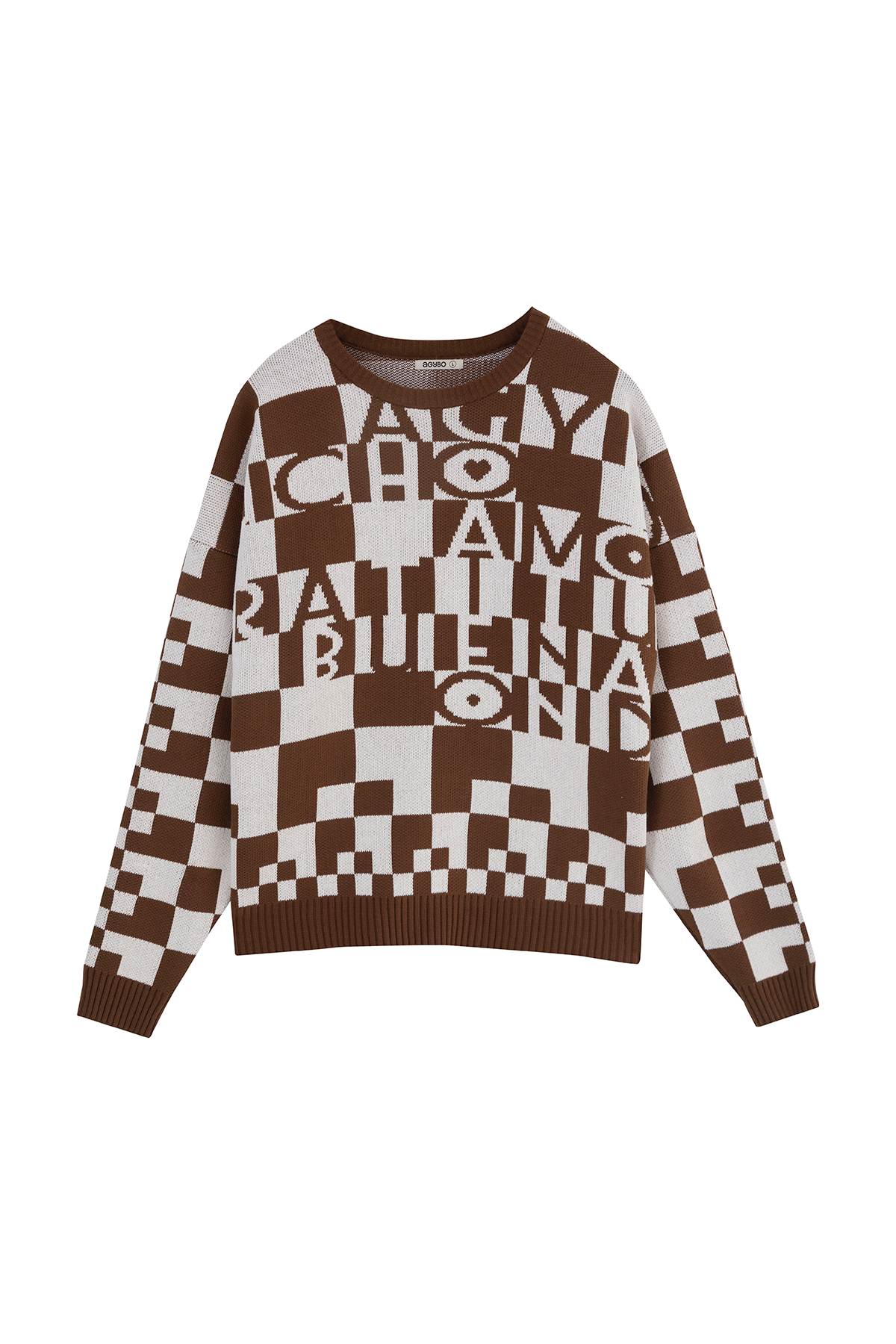 CHECKERED SWEATER BROWN