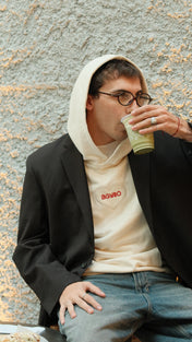 LACE LOGO HOODIE IVORY