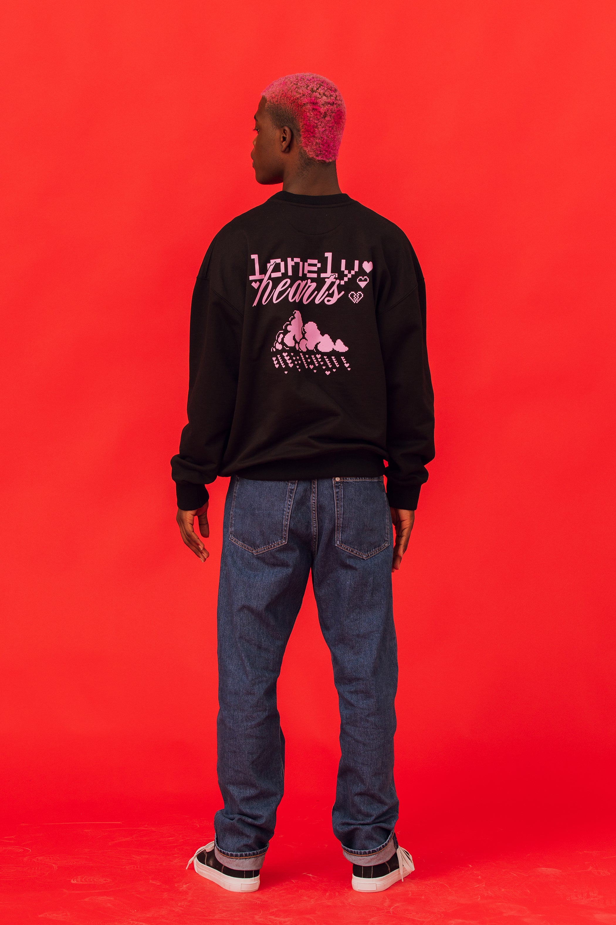 RAINY HEARTS CREWNECK - PINK PRINT